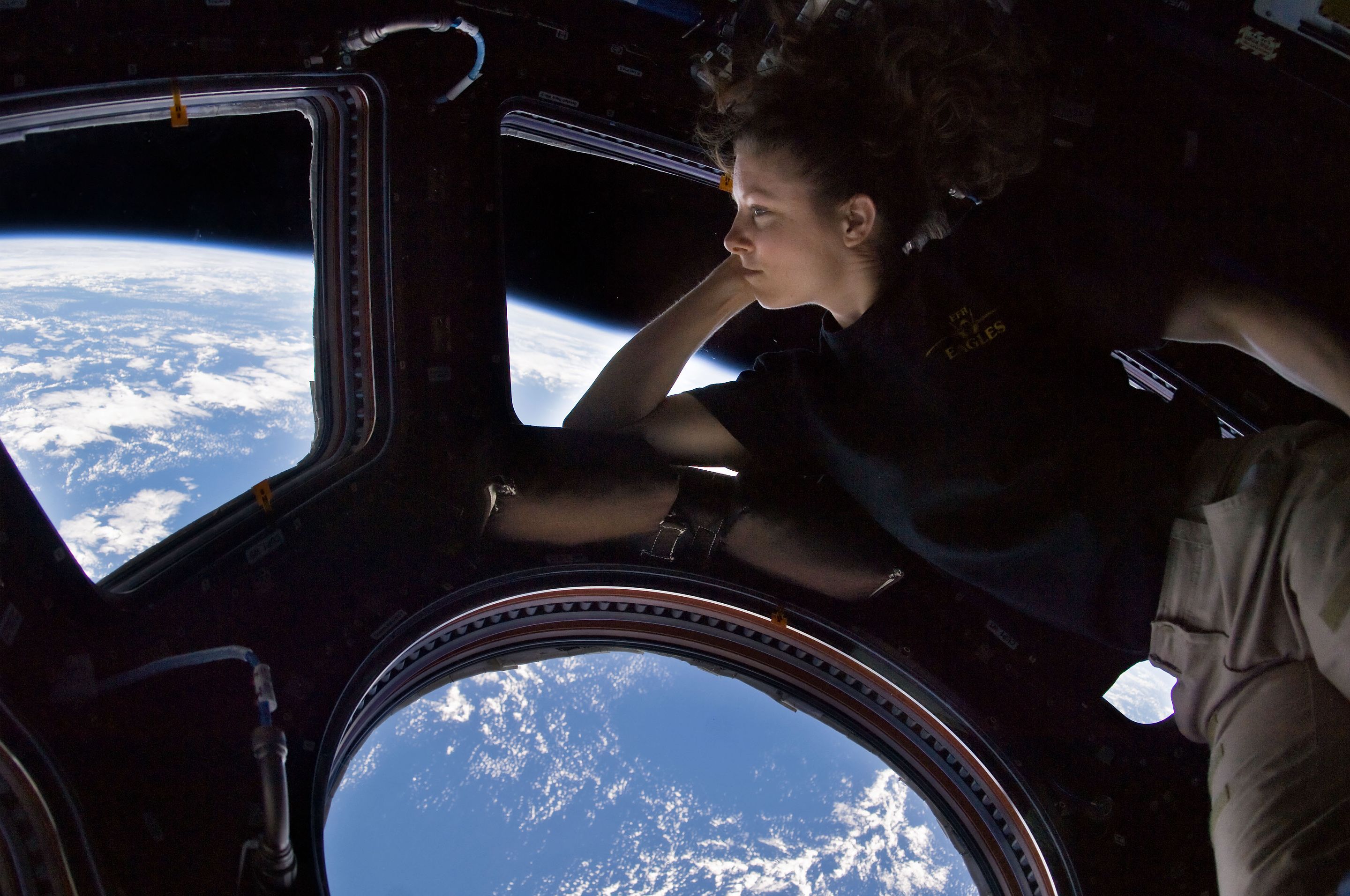 Tracey Caldwell Dyson in the Cupola of the ISS