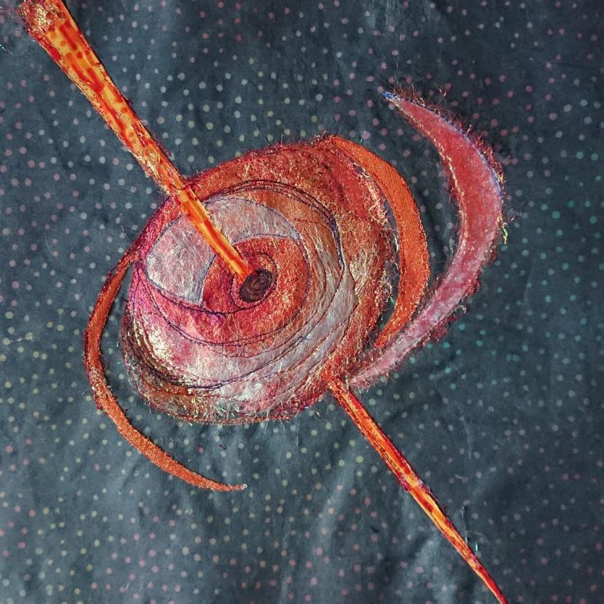 Artist impression of active galactic nuclei (AGN). A black hole at the centre of a galaxy which emits vast amounts of energy in the form of jets. The centre is very bright, often more luminous than the rest of the galaxy light.