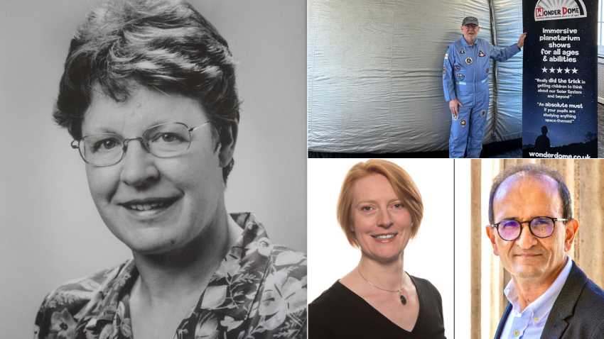 Professor Dame Jocelyn Bell Burnell (left), Dennis Ashton (top right), Professor Lyndsay Fletcher and Professor Raman Prinja (bottom right).
