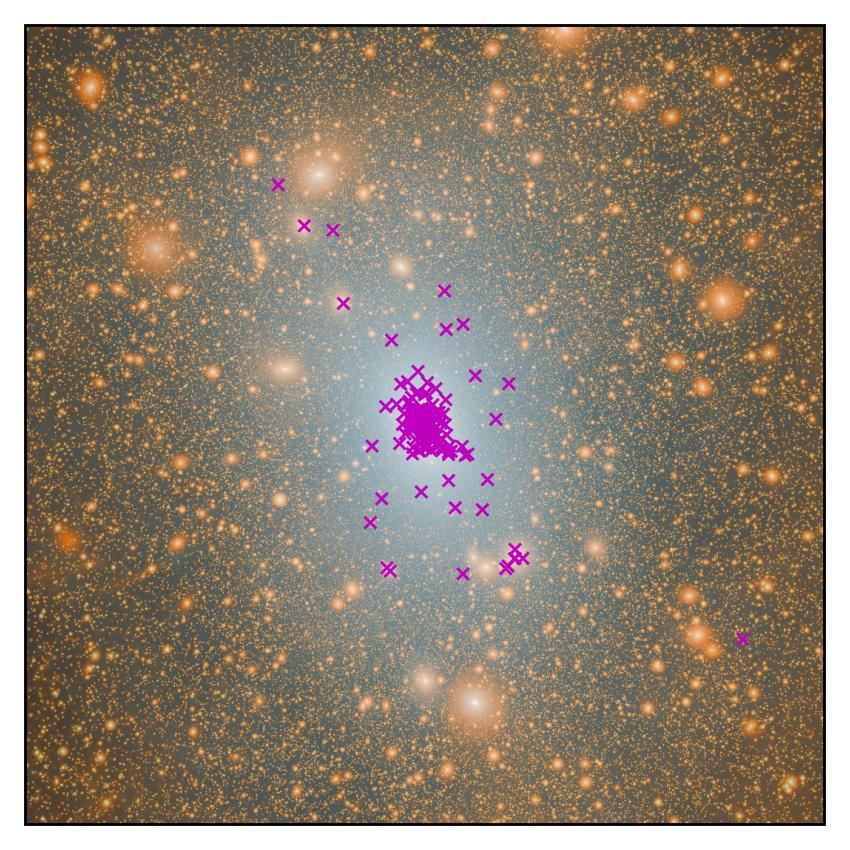 The dark matter distribution of a Milky Way mass halo in a Lambda-cold dark matter (LCDM) cosmological simulation.