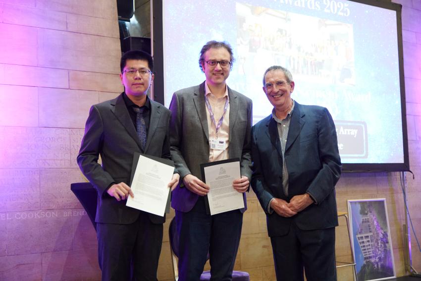 Members of the European Pulsar Timing Array collect their Group Achievement Award (A).