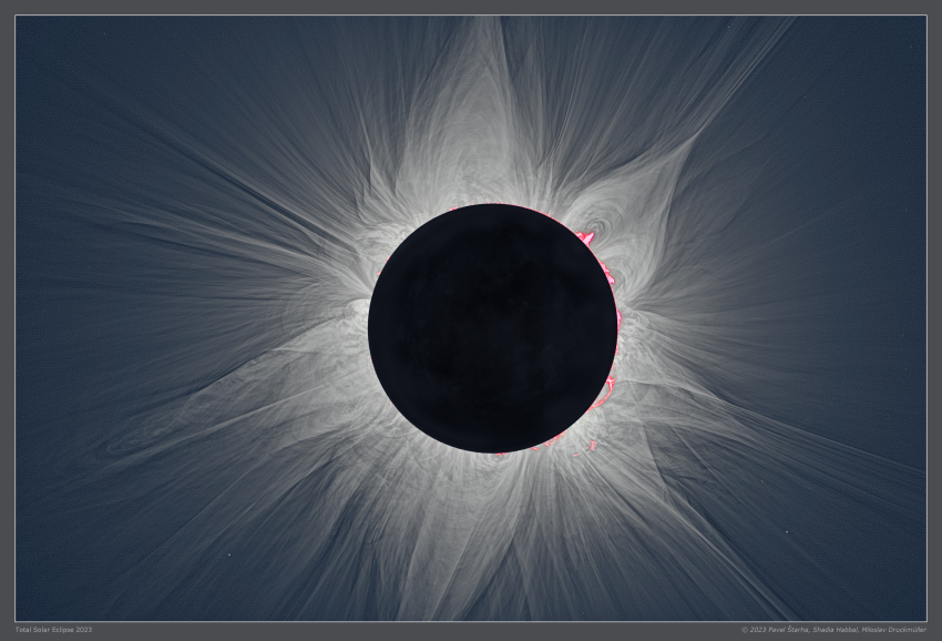 Total solar eclipse as viewed from Earth in 2023.