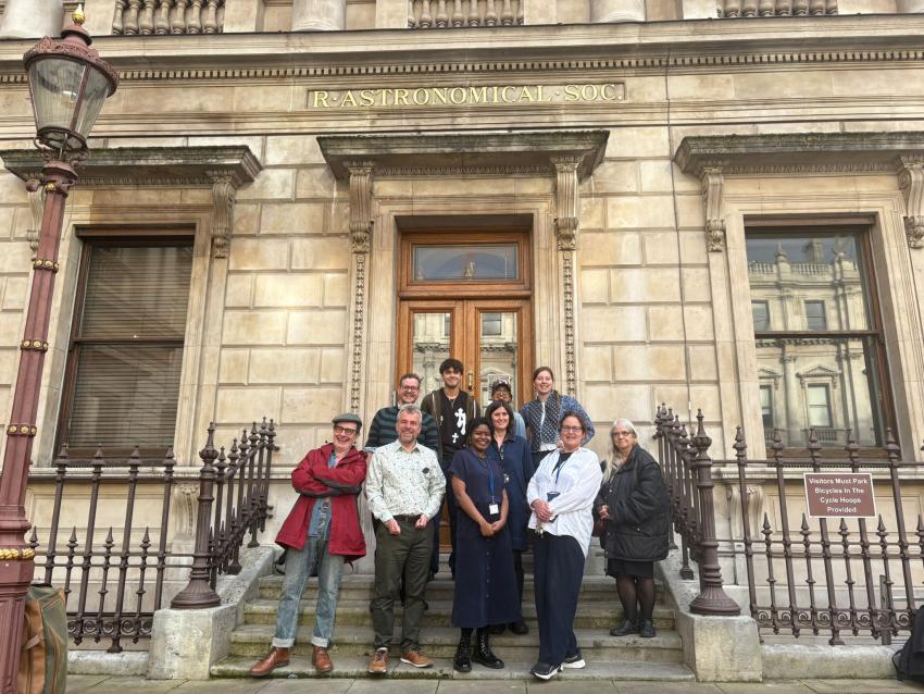 RAS staff posing on the steps of Burlington House.