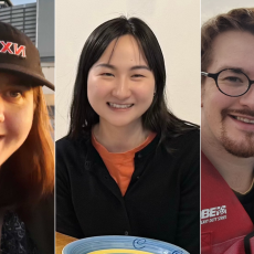 Dr Sophia Vaughan (left), Dr Sihui Zhong (middle) and Graeme McGhee (right) are the 2024 Thesis Prize winners.