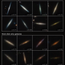 Astronomers pulled from James Webb Space Telescope’s data to analyse a sample of 111 disc galaxies, like the ones shown here.
