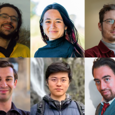 The winners of the MNRAS Student Prize 2025 are, clockwise from top left, Konstantinos Kilmetis, Natasha Van Bemmel, Ignas Juodžbalis, Jesús Carrillo-Santamaría, Hanyuan Zhang and Dávid Puskás.