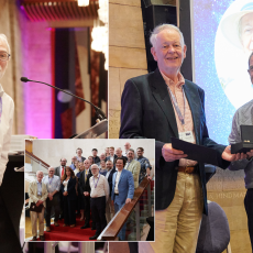 Professor James Binney, of Oxford University (right with RAS president Professor Mike Lockwood), and University College London's Professor Jonathan Tennyson (left), received the Society's Gold Medal at the 2025 RAS Awards ceremony during the National Astronomy Meeting in Durham. Inset is all the winners of the 2025 RAS Awards.