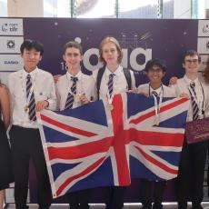 Members of the UK team for the 2025 astronomy Olympiad, including team leader Charlotte, an undergraduate at Brasenose College, Oxford, Puyuan, a Year 13 student at Eton College, Rory, a Year 13 student at Colchester Royal Grammar School, George B, a Year 13 student at Wallington County Grammar School, Yuvan, a Year 12 student at RGS Guildford, George D, a Year 13 student at the Stephen Perse Foundation, and team leader Ben, an undergraduate at Merton College, Oxford.