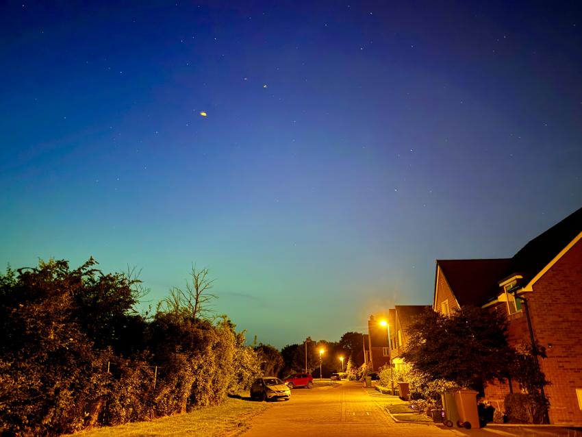 The Northern Lights visible over Didcot in Oxfordshire on Friday 10 May 2024.