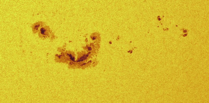 Helioseismic and Magnetic Imager (HMI) image of the big sunspot that occurred on 5 May 2024, in continuum intensity ('white light').