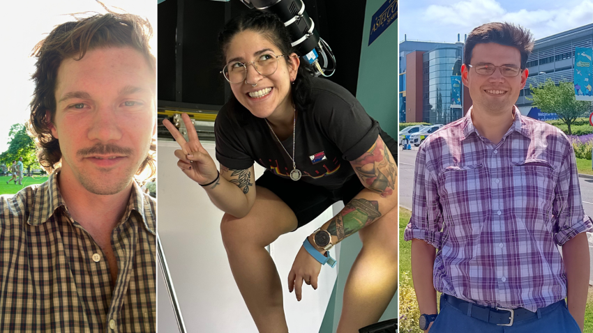 Dr Jesse Coburn (left), Dr Georgina Dransfield and Dr Lawrence Jones are the winners of the 2023 Thesis Prizes.