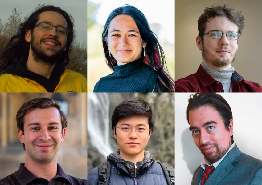 The winners of the MNRAS Student Prize 2025 are, clockwise from top left, Konstantinos Kilmetis, Natasha Van Bemmel, Ignas Juodžbalis, Jesús Carrillo-Santamaría, Hanyuan Zhang and Dávid Puskás.